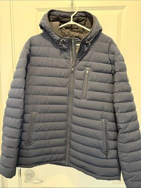 Moose Knuckles Men's Quilted Hooded Puffer Jacket - Blue Gray